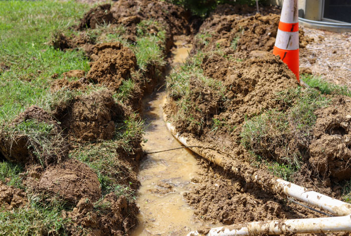 Sewer line in yard